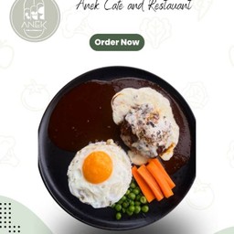 ข้าวหน้าแฮมเบิร์กหมู ซอสสูตรพิเศษ