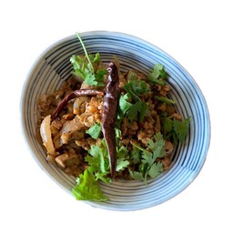 ลาบหมูคั่ว+ผักสด