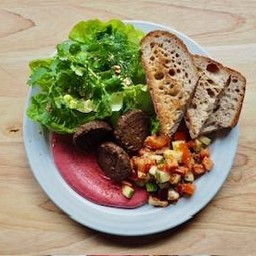 Edamame falafel Hummus salad  Beetroot  plate