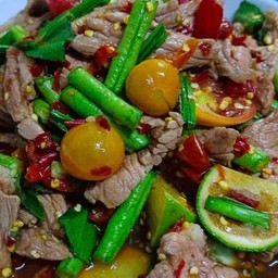 ตำเนื้อสะดุ้ง ปลาร้านัว