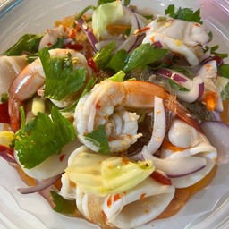 ยำวุ้นเส้นทะเลกุ้ง+หมึก
