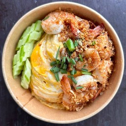 ข้าวไข่ข้น+กุ้งกระเทียม