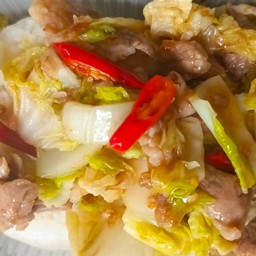 ผัดผักกาดขาว กับข้าว