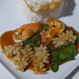 ผัดกระเพราทะเลราดข้าว