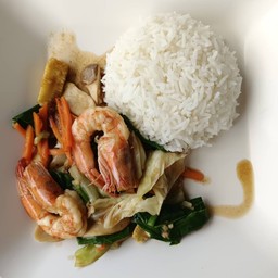 ข้าว+ผัดผักรวม(ใส่เห็ดออรินจิ)