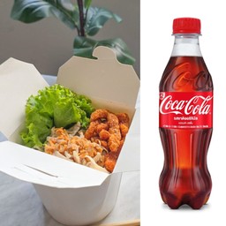 [อร่อยซ่ากับโค้ก] เส้นหมี่ ไก่ฉีก +  โค้ก ออริจินัล (ขวด)