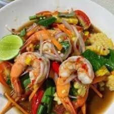 ยำข้าวโพดกุ้งสุก