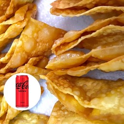 [อร่อยซ่ากับโค้ก] เกี๊ยวทอด ไม่มีไส้ +  โค้ก ไม่มีน้ำตาล (กระป๋อง)