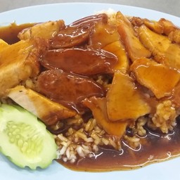 ข้าวหมูแดง+หมูกรอบ