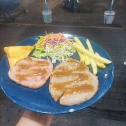 สเต็กหมู+สเต็กแฮม