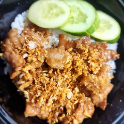 2x หมูชิ้นผัดกระเทียม ราดข้าว 2กล่อง