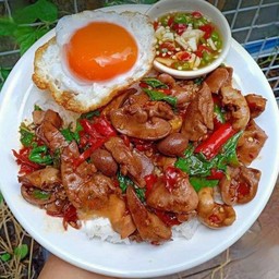 ข้าวกะเพราเครื่องในไก่
