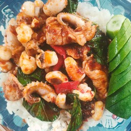 พริกเผาปลาหมึก ทะเล