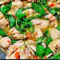 ข้าว ไก่ผัดโหระพา