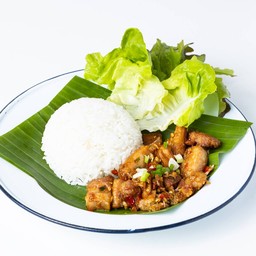 ข้าวหมูสามชั้นพริกเกลือ