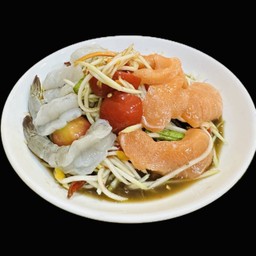ตำแซลมอนกุ้งสดปลาร้า