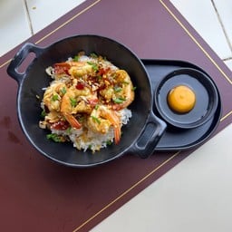 ข้าวไข่ดองกุ้งผัดพริกเกลือ