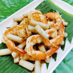 ไหลบัวผัดกุ้งง