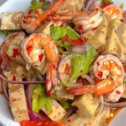 ยำกุ้ง-หมูยอปลาร้าแซบ