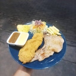สเต็กปลา+พอร์คช็อป