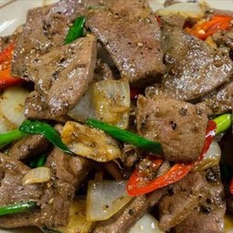 ตับหมู ผัดพริกไทยดำ