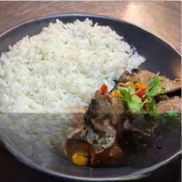 -ข้าวราดพริกเกลือ (เนื้อ ปลากะพง)