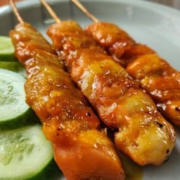 หมูปิ้ง ไก่ปิ้ง เตี๋ยวไก่มะระ บางจาก ติดดับเพลิง  อ้อมน้อย