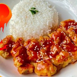 ข้าวไก่กรอบซอสสไปซี่ เผ็ด คูณ 2