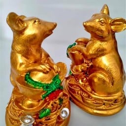 Big Mouse Holding Silver and Gold, Pair at 119-.