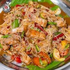 ตำซั่วปลาร้าหมูกรอบ