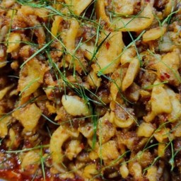 กากหมูผัดพริกแกง+ข้าว