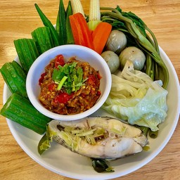 แจ่ว_ปลาทูปลาร้าผักต้ม