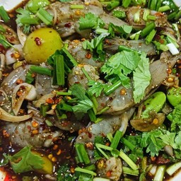 ยำกุ้งสดใส่ข้าวคั่วปลาร้าแซ่บๆจ้า