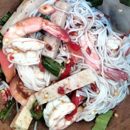 ตำขนมจีนหมูยอ,กุ้ง