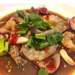 ยำปลาร้ากุ้งสด