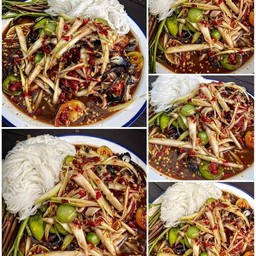 ตำปูปลาร้า+ขนมจีน