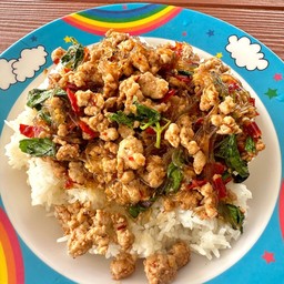 กระเพราวุ้นเส้นหมูสับ