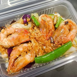 ข้าวราดกุ้งผัดผักรวม