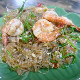 ผัดวุ้นเส้นชะอมกุ้ง