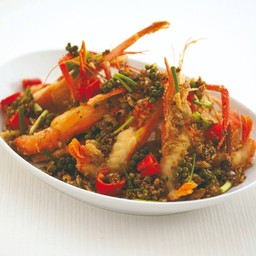 กุ้งก้ามกรามผัดพริกไทยดำ (S)