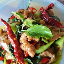 ผัดกระเพราหมูชิ้น (กับข้าว)