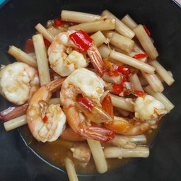 กุ้งผัดไหลบัว