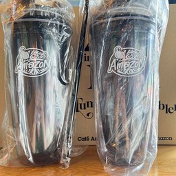 แก้วพลาสติก 2in 1 สีดำ