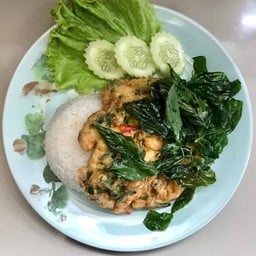 ข้าวไข่เจียวกุ้งพริกโหระพากรอบ