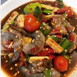 ตำหน่อไม้กุ้งสด