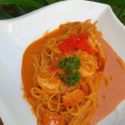 สปาเกตตี้โรเซ่กุ้งไข่กุ้ง