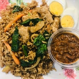 ข้าวผัดหมูซีอิ๊วโบราณ+ไข่ต้ม+น้ำพริกเผากุ้งแห้งหมูสับ