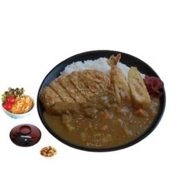 ข้าวหมูทอด-กุ้งทอดแกงกะหรี่(R154)