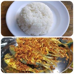 ข้าว+ปลาทอดขมิ้น2ตัว