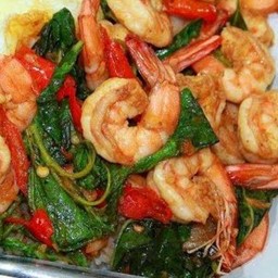 กะเพรากุ้ง กับข้าว